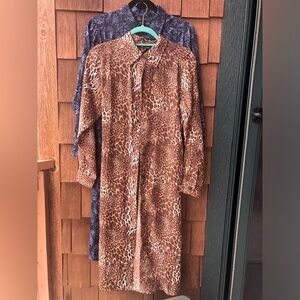 Dg2 by Diane Gilman Lot Of 2 Size Med Printed Charmeuse Shirtdress Duster Dress